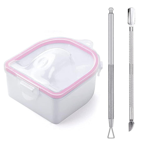 Nail Soaking Bowl with Triangle Cuticle Peeler, Stainless Steel Cuticle Pusher, 3pcs Set for Gel Polish Removal
