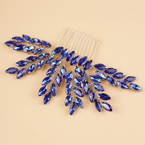 Kercisbeauty Something Blue Crystal Hair Comb - Jewelry for Wedding Brides Bridesmaid, Sparkly Silver Hair Accessories