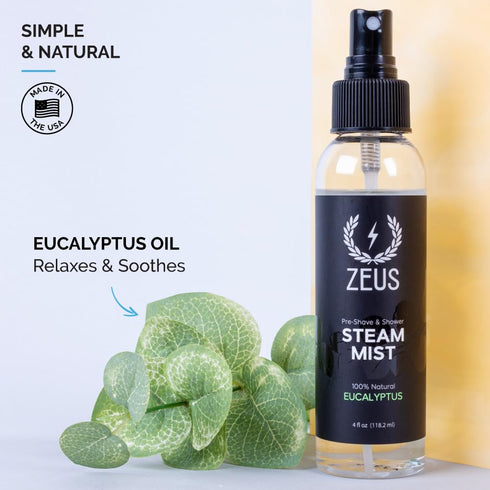 ZEUS 100% Natural Eucalyptus Oil Steam Mist - Aromatherapy Spray for Shower & Bath, 4 oz