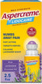 Aspercreme Essential Oils Lidocaine Pain Relief Roll-On, Max-Strength Numbs Nerve Pain, Lavender, 2.5 Oz.