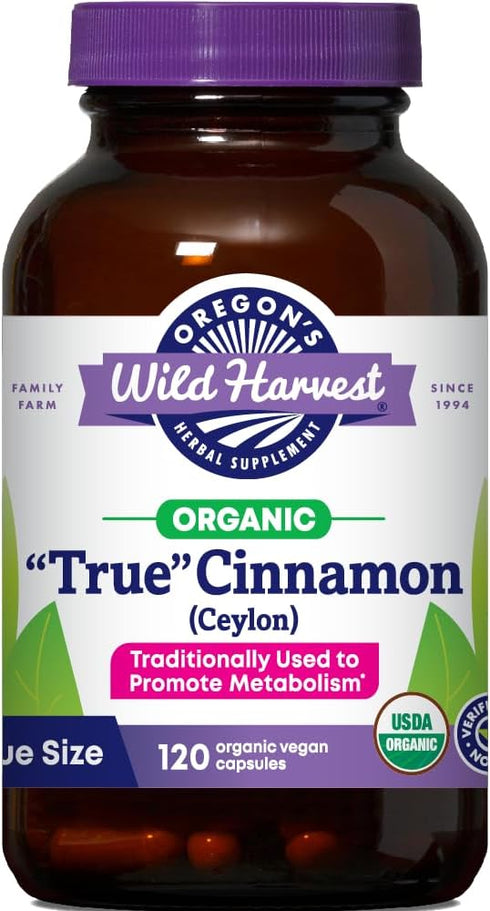 Oregon's Wild Harvest Organic True Cinnamon Ceylon - 120 Count Vegan Capsules