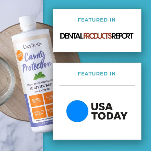 Oxyfresh Cavity Protection Fluoride Mouthwash, Anticavity for Sensitive Teeth, Non-Staining, Alcohol Free, 16 oz.