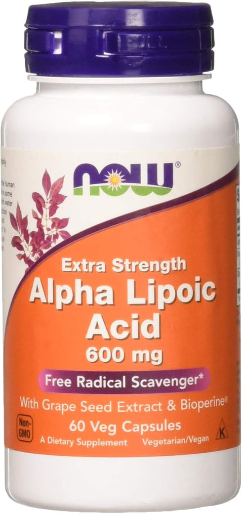 NOW FOODS Alpha Lipoic Acid 600mg Vcaps, 60 Count