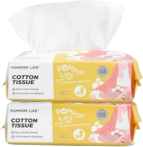 Disposable Face Towel, 200 Count - Ultra Soft Thick Cotton Dry Wipes for Cleansing, Makeup Remover
