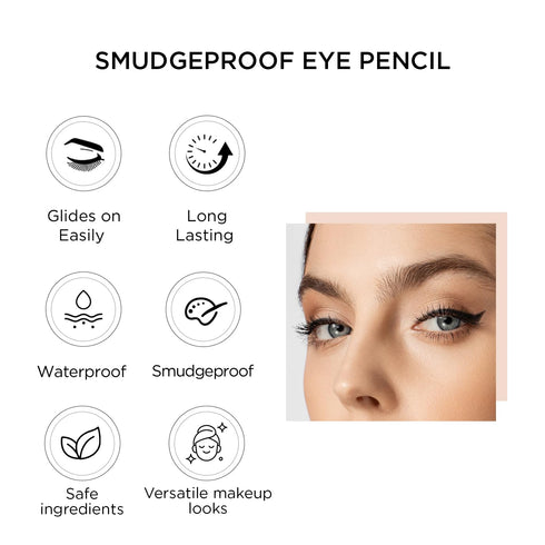 Lord & Berry SMUDGEPROOF Eye Liner - Soft & Creamy VEGAN Formula, Long Lasting Waterproof Pencil for Eye Makeup