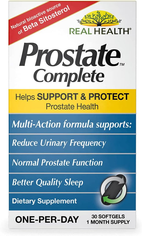 Real Health Prostate Complete Supplements for Men, 30 Count, Saw Palmetto Formula