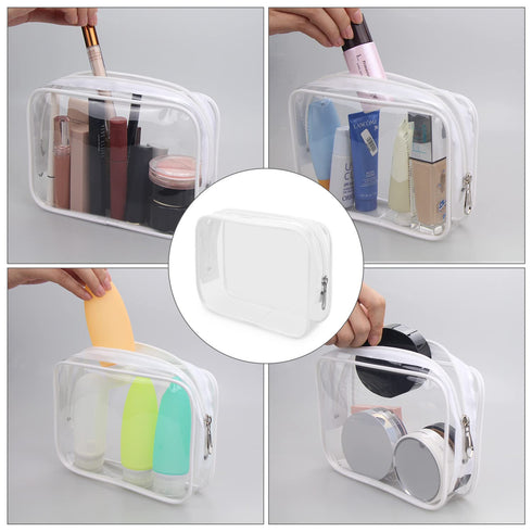 Wedama TSA Approved Toiletry Bag - 2 Pack Cosmetic Bags with Zipper for Airline Travel, PVC Makeup Bags (White)
