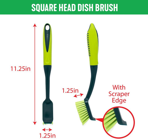 Pine-Sol Set 5 Scrub Brush - Long Handle Cleaning Brushes with Heavy Duty Bristles and Comfort Grip - Scrubbers