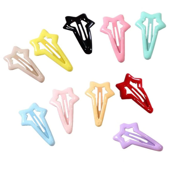 HLLMX 10 PCS Colorful Stars Duckbill Clip Hair Clips, Non-slip Metal Hair Barrettes for Kids Teens Women