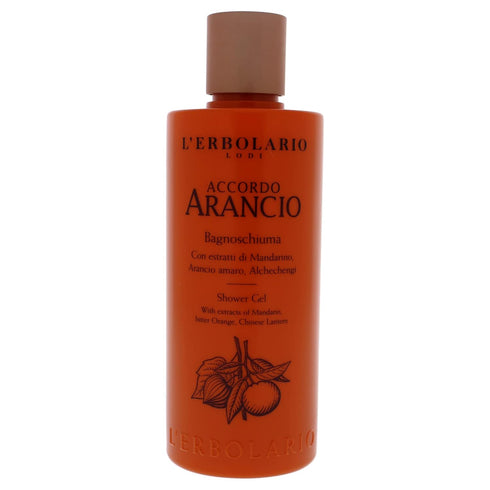 L'Erbolario Shower Gel, Moisturizing Body Wash with Plant Extracts, Citrus Scent, Accordo Arancio - 8.4 oz