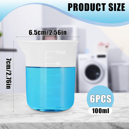 LUSTRIB 6 100ml Pcs Silicone Laundry Measuring Cup, Soft Laundry Detergent Cup, No-Clean Design Silicone Laundry