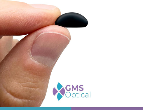 GMS Optical 1.8mm Reg-Thin/13mm Short Length, Small Adhesive Contoured Silicone Eyeglass Nose Pads, 5 Pair, Black