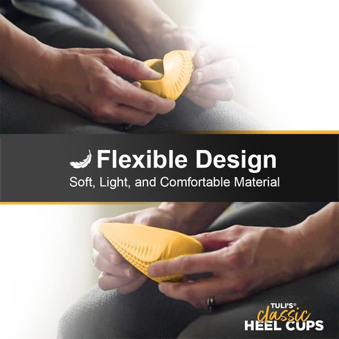Tuli's Classic Heel Cups, Cushion Insert for Plantar Fasciitis, Shock Absorption, Yellow, 2 Pairs