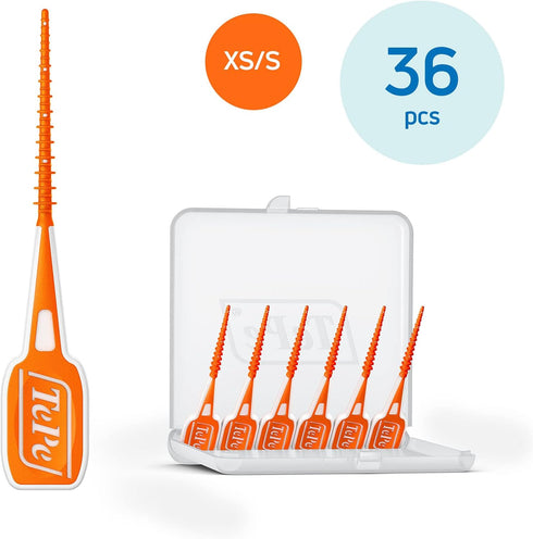 TEPE Dental Floss Picks - EasyPicks XS/S, Tooth Picks Flossers, Orange, 36 Pk