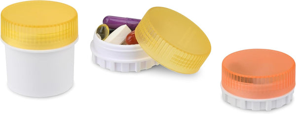 Portable Pill Box with 3 Containers, Small Daily Pill and Vitamin Organizer for Travel or Home Use, Magnetic Attachment