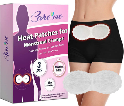Portable Heating Pad for Menstrual Cramps, Adhesive Heat Patches for Period Pain Relief, 3 Patches in 1 Pack