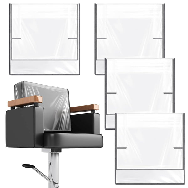 Hoolerry 4 Pcs Clear Salon Chair Covers, Plastic Salon Equipment Cover for Most Standard Salon Chairs Office Chairs