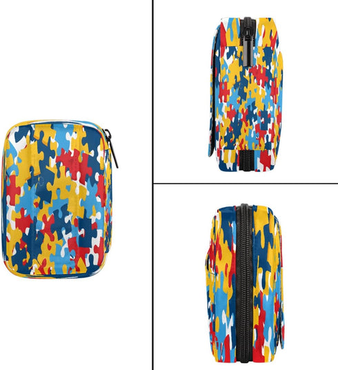 Skerhhux 7 Colorful Pattern Art Pill Case Travel Pill Organizer Weekly Day Portable with Zipper Medicine Box Pill Case