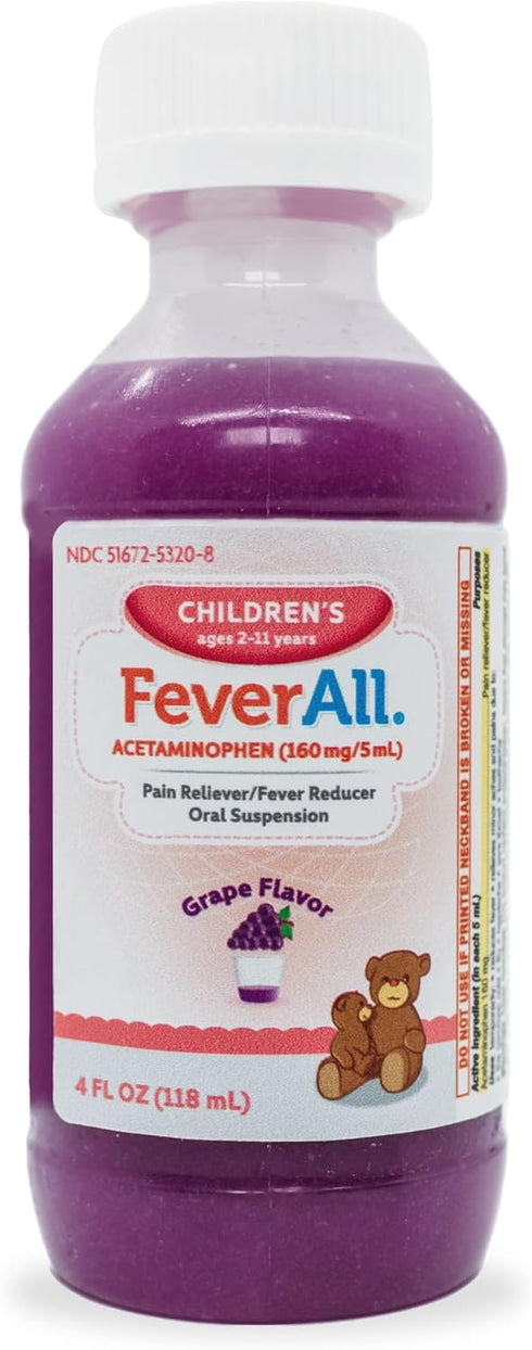 Feverall Liquid Oral Children Fever Reducer/Pain Reliever, 4 oz., Grape