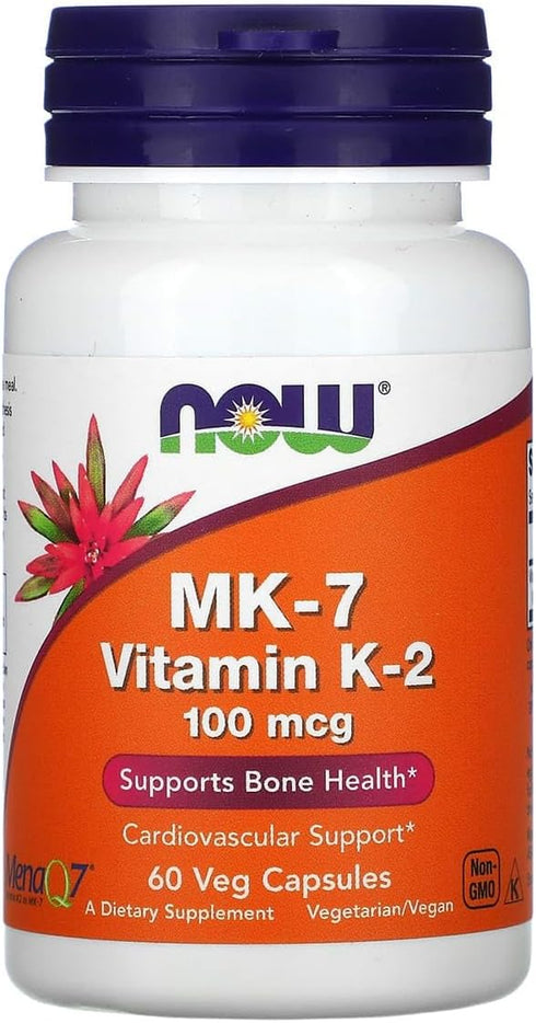 Now Foods Vitamin K-2 (MK7) Veg Capsules, 100 mcg, 60 Count, Pack