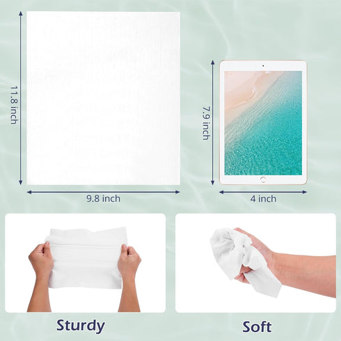 Disposable Face Towel, 100% Cotton, Extra Large 12" x 10" Soft Dry Wipe for Makeup Remover, Biodegradable, 80 Count (1