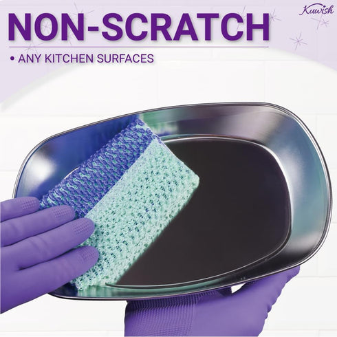 Heavy Duty Non-Scratch Double Sided Soft Scrubber, 3 Pcs Dish Scrubber for Dishes & Pots