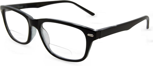 In Style Eyes Seymore Retro Bifocal Reading Glasses, Non-progressive Bifocal Readers for Women and Men, Clear Black