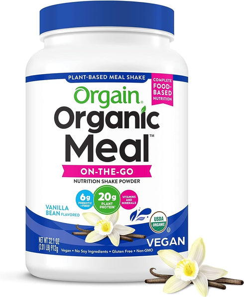 Orgain Organic Vegan Meal Replacement Protein Powder, Vanilla Bean, 20g Protein, 2.01lb