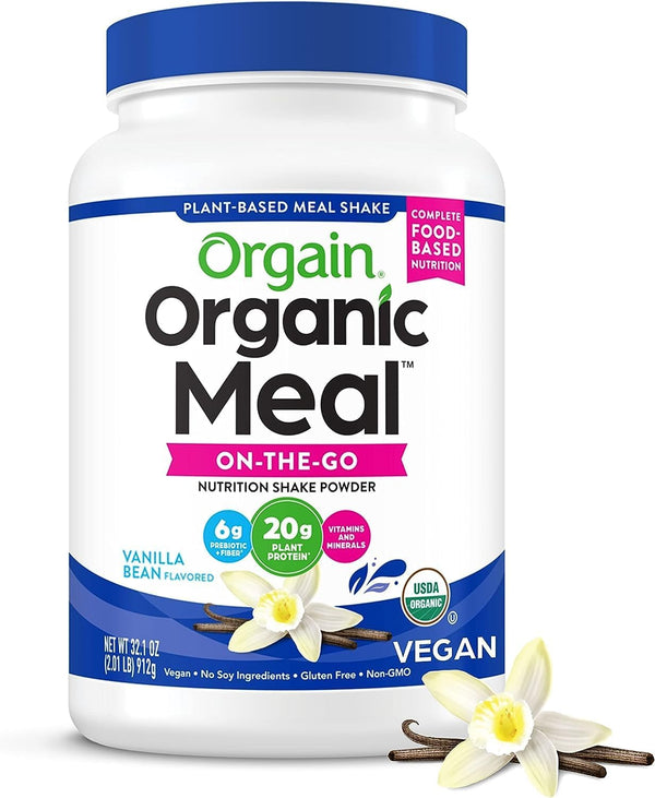 Orgain Organic Vegan Meal Replacement Protein Powder, Vanilla Bean, 20g Protein, 2.01lb