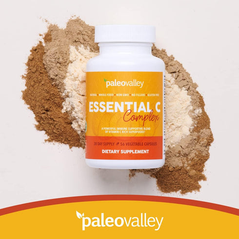 Paleovalley Essential C Complex, Vitamin C Supplement for Immune Support, 450mg, Organic Superfoods, USA Made