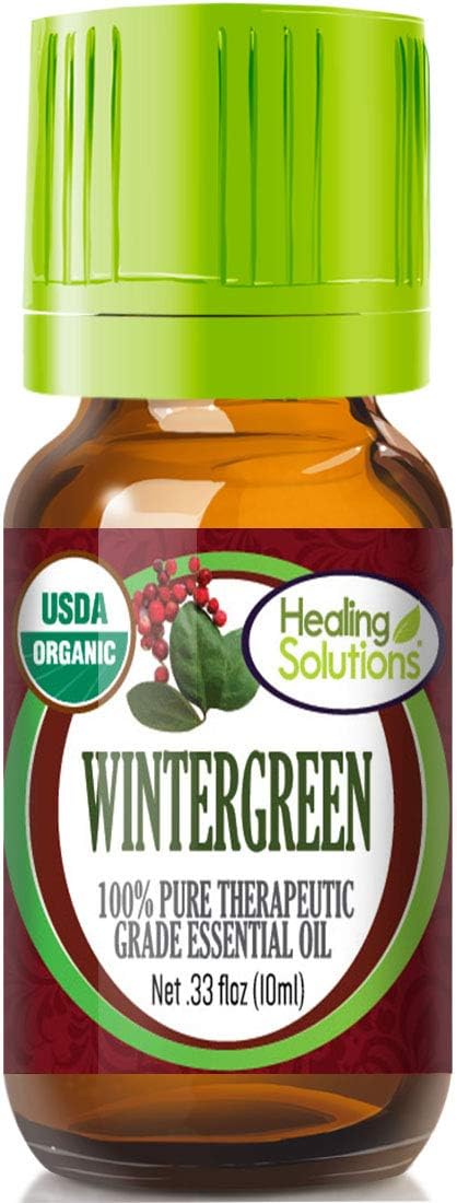 Healing Solutions Organic Wintergreen Essential Oil 0.33 oz (10 ml), Pure Oil for Skin, Hair Diffuser, Aromatherapy