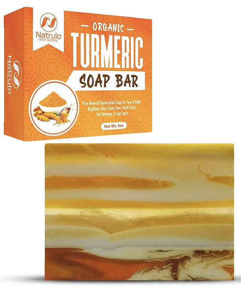 Organic Turmeric Soap Bar, Pure Natural Handcrafted Skincare, Face & Body Cleanser with Calendula & Aloe Vera