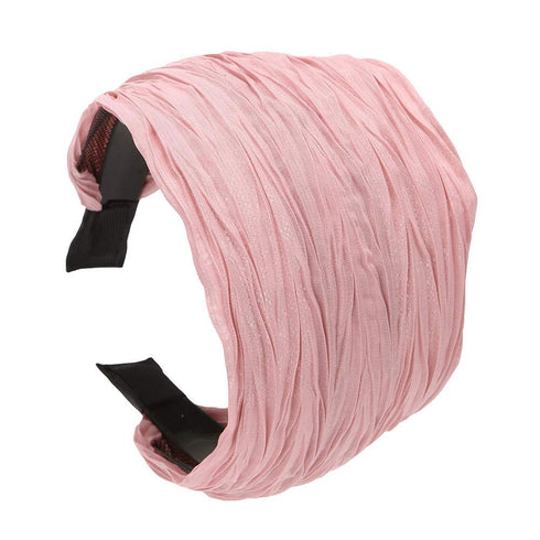 LONEEDY 5 Pack Wide Hard Headband with Teeth for Women & Girls, Pleated Cloth Fabric Hair Hoop