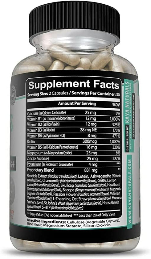 Kaya Naturals Natural Herbal Stress Relief Support Vitamin Supplement - 30 Capsules