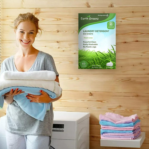 Laundry Detergent Sheets, Fresh Linen, 30 Sheets - No Plastic Jug (60 Loads) - Eco-Friendly Laundry Soap
