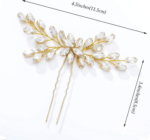 Unicra Bride Wedding Crystal Hair Pins - Bridal Hair Accessories for Women (Gold, Pack of 1)