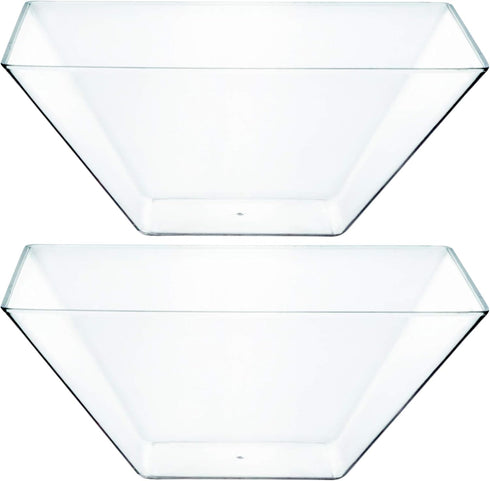 PLASTICPRO Extra Heavy Duty Clear Medium Disposable Square Serving Bowls, Elegant Pack of 4 for Party Snack or Salad