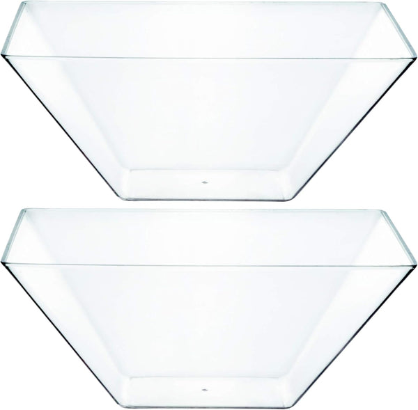 PLASTICPRO Extra Heavy Duty Clear Medium Disposable Square Serving Bowls, Elegant Pack of 4 for Party Snack or Salad