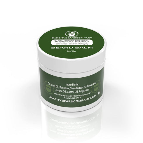 Oak City Beard Company - Sandalwood Bourbon Beard Balm, 2 Ounce, Conditioner with Sandalwood, Bourbon, Mahogany