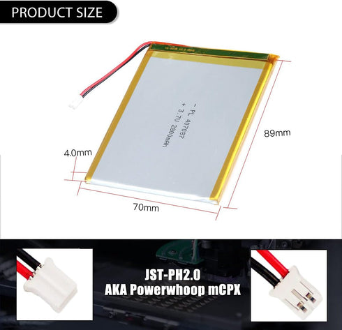 3.7V 2800mAh 407087 Lipo battery Rechargeable Lithium Polymer ion Battery Pack with JST Connector