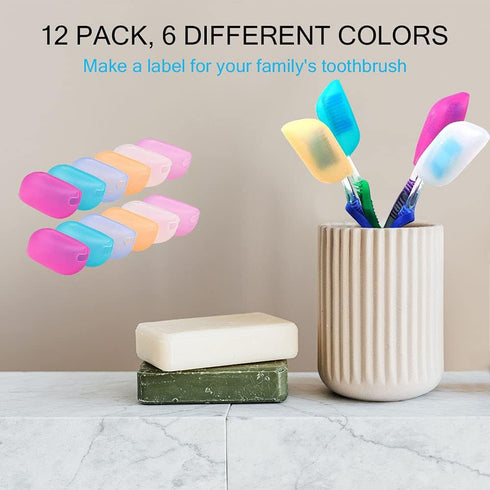 V-TOP Silicone Toothbrush Case Covers, 12 Pack for Travel and Home Tooth Brush Covering