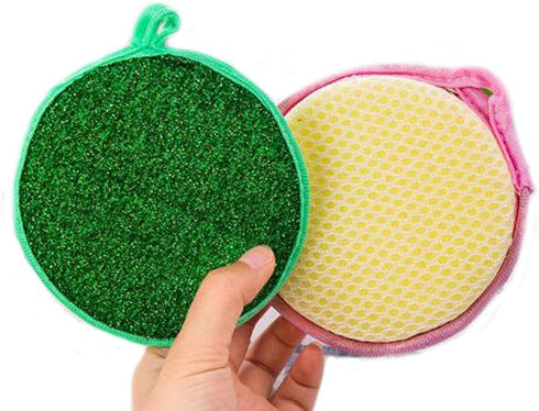 10 Pcs Round Shape Double Side Metallic Scrub Sponge, Dish Pad Cleaner Balls