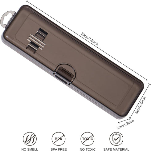 Yeeco Transparent Black Toothbrush Case 2 Packs, Portable Travel Size Holder for 2 Toothbrushes, 7.87 x 2.36 x 1.18