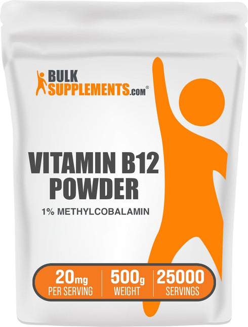 BulkSupplements.com Vitamin B12 Methylcobalamin Powder, 20mg per Serving, Gluten Free, 500g (1.1 lbs)