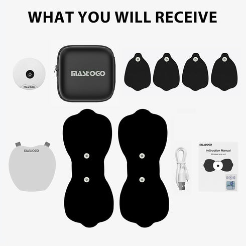 Wireless TENS & EMS Unit Back Pain Relief Massager - APP Controlled Bluetooth Muscle Stimulator for Back, Shoulder,