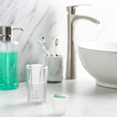 GUSTO 100 Count White Small Paper Cups, 3 oz. Disposable Mini Bathroom Mouthwash Cups - Eco-Friendly and Versatile