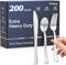 200 Count Heavy Duty Silver Plastic Silverware Set - 100 Forks, 50 Spoons, 50 Knives, BPA-Free, Heat Resistant,