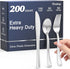 200 Count Heavy Duty Silver Plastic Silverware Set - 100 Forks, 50 Spoons, 50 Knives, BPA-Free, Heat Resistant,