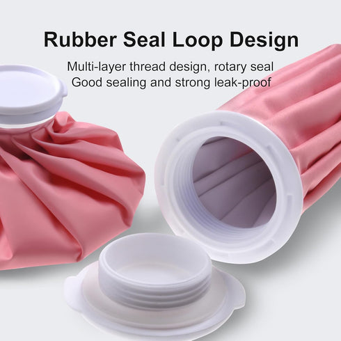 Ice Bag, Reusable 9" Ice Packs for Injuries, Hot Water Bag for Pain Relief, Cold Pack in Pink