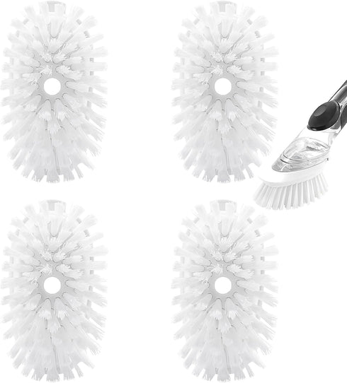 Brush Refills for OXO Dish Brush - 4 Pack, Soap Dispensing Head Replacement for Scrubber (White)